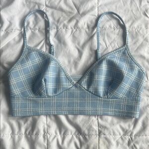 PLAID BABY BLUE BRALETTE